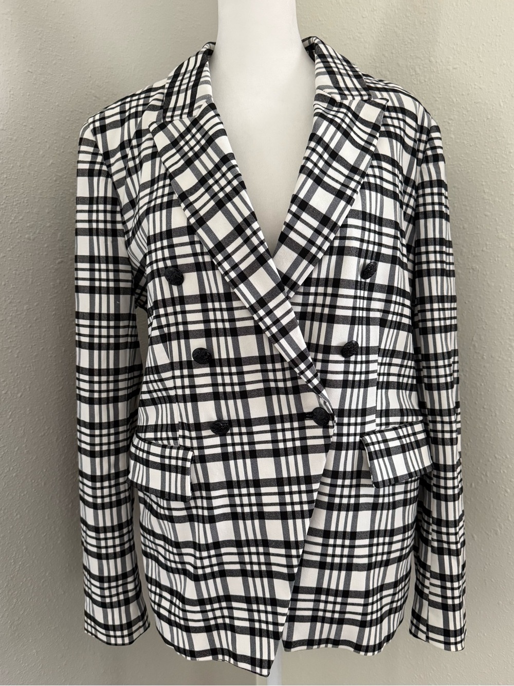 Maison d’Amélie Paris Plaid Double Breasted Tailored Blazer Jacket XL NWT